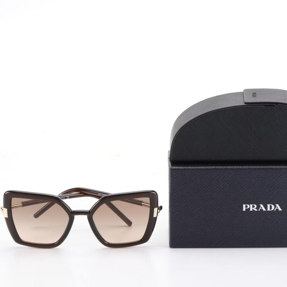 Prada SPR09W Geometric Sunglasses with Case and Box